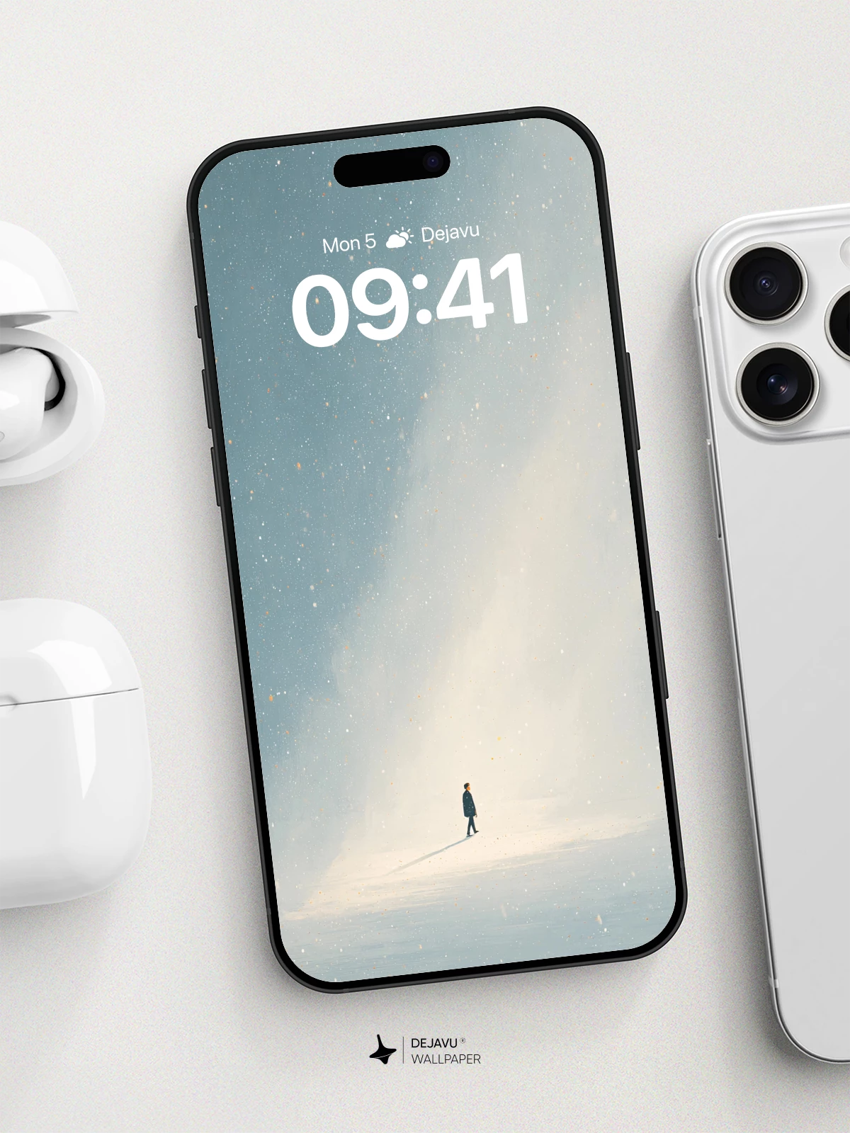 Solitary Figure in Snowstorm Wallpaper 8K for iPhone and Android