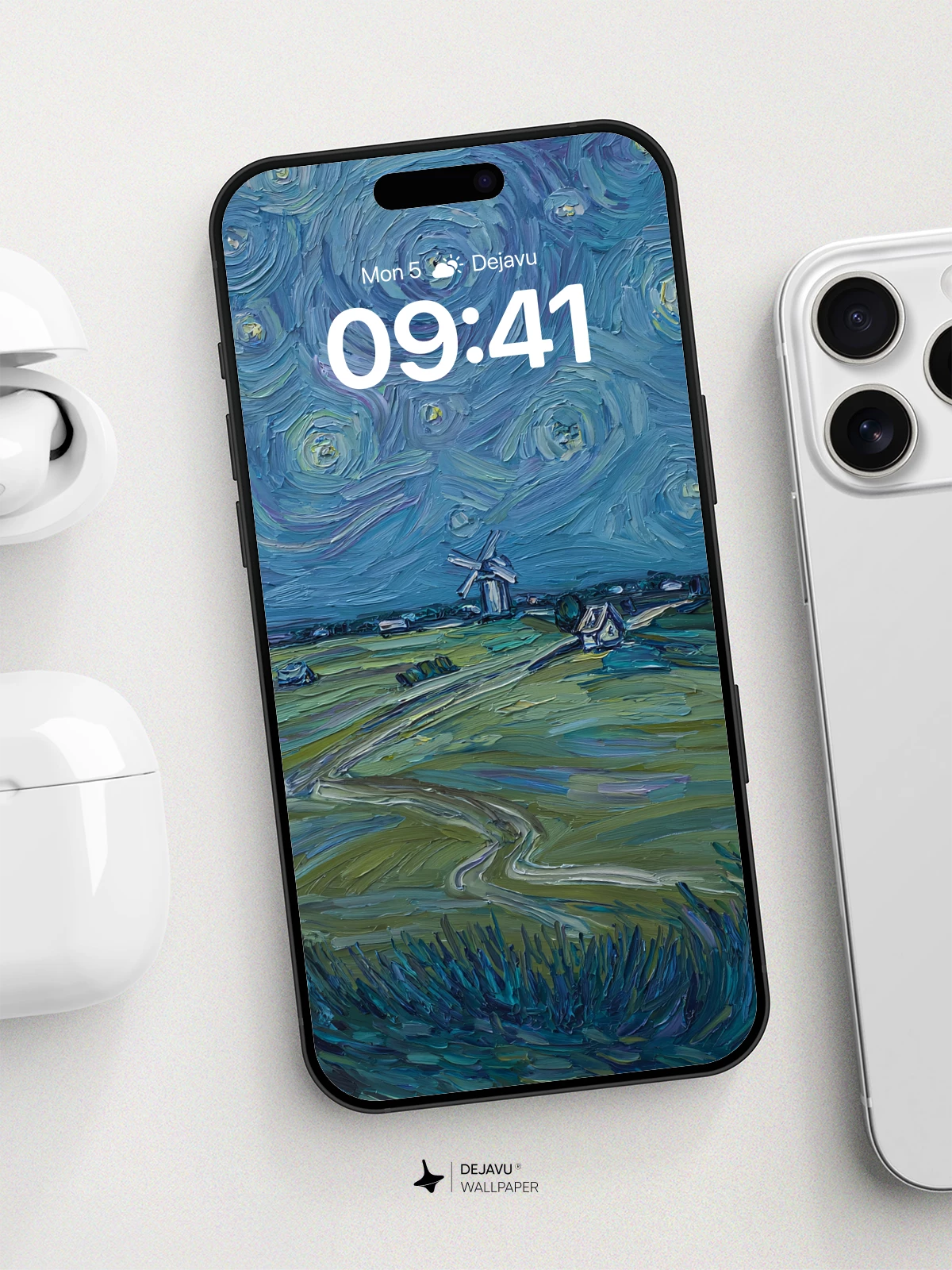 Van Gogh Starry Night Countryside 8K Wallpaper
