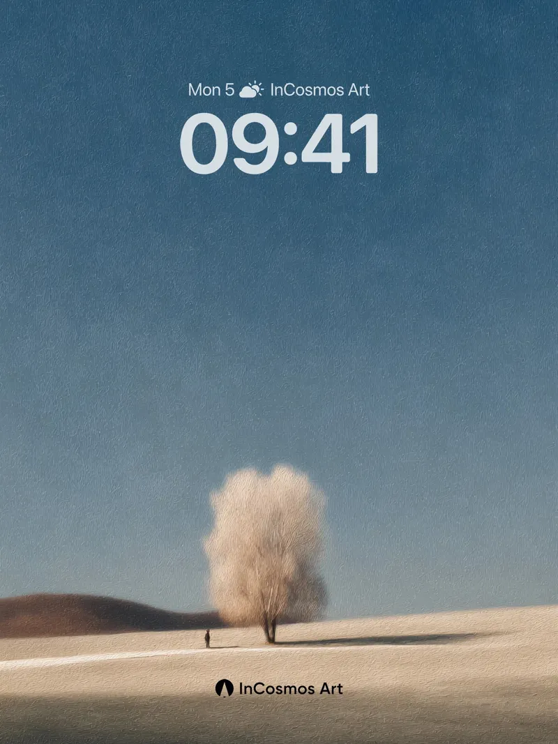 Solitary Tree in Misty Landscape Wallpaper