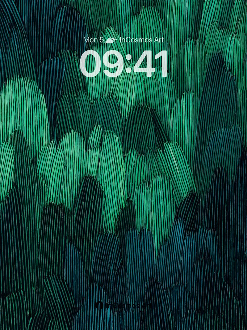 Emerald Brushstroke Wallpaper with Vertical Rhythm