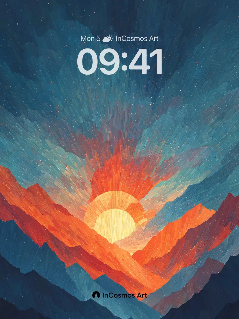 Rising Sun Wallpaper with Mountain Silhouettes