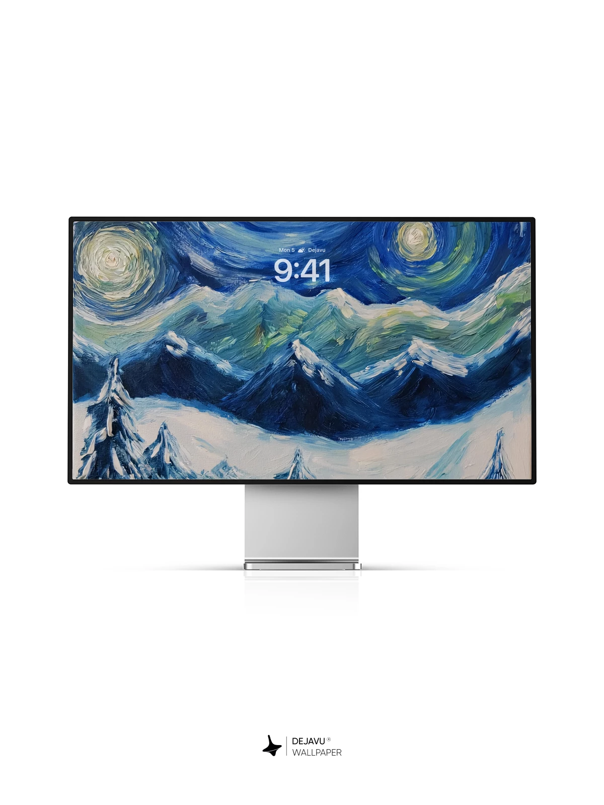 Van Gogh Starry Night Style Winter Landscape 8K Wallpaper