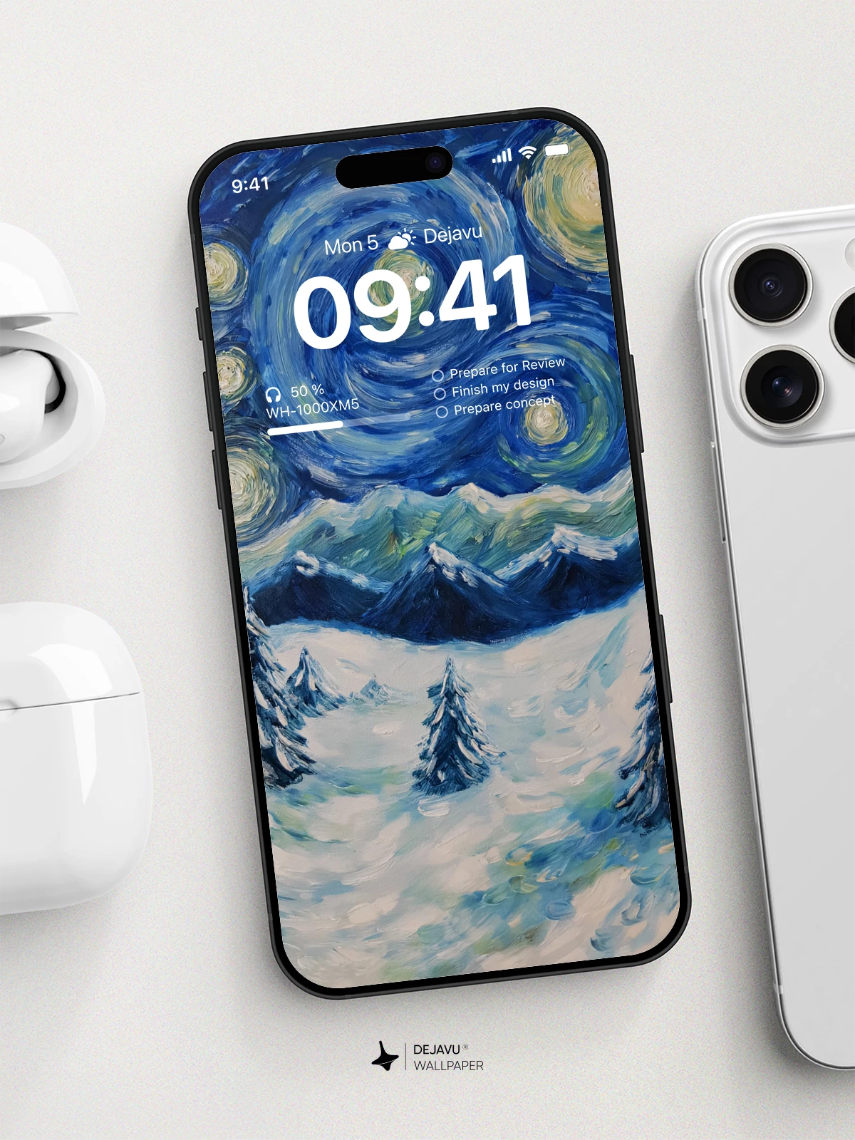 Van Gogh Starry Night Style Winter Landscape 8K Wallpaper