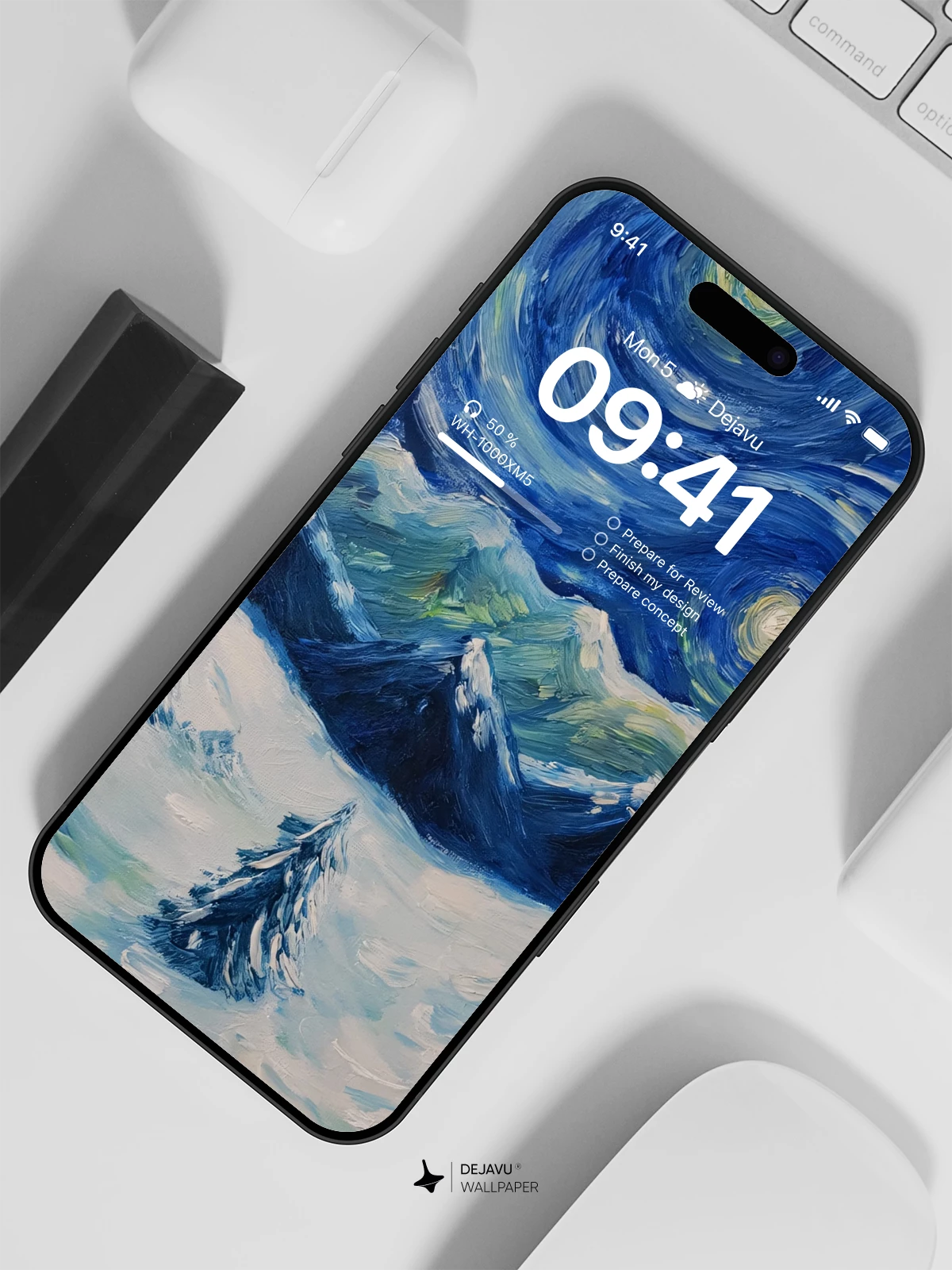 Van Gogh Starry Night Style Winter Landscape 8K Wallpaper