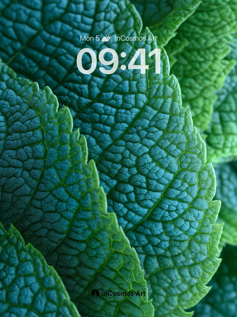 Velvet Leaf Wallpaper with Emerald Veins