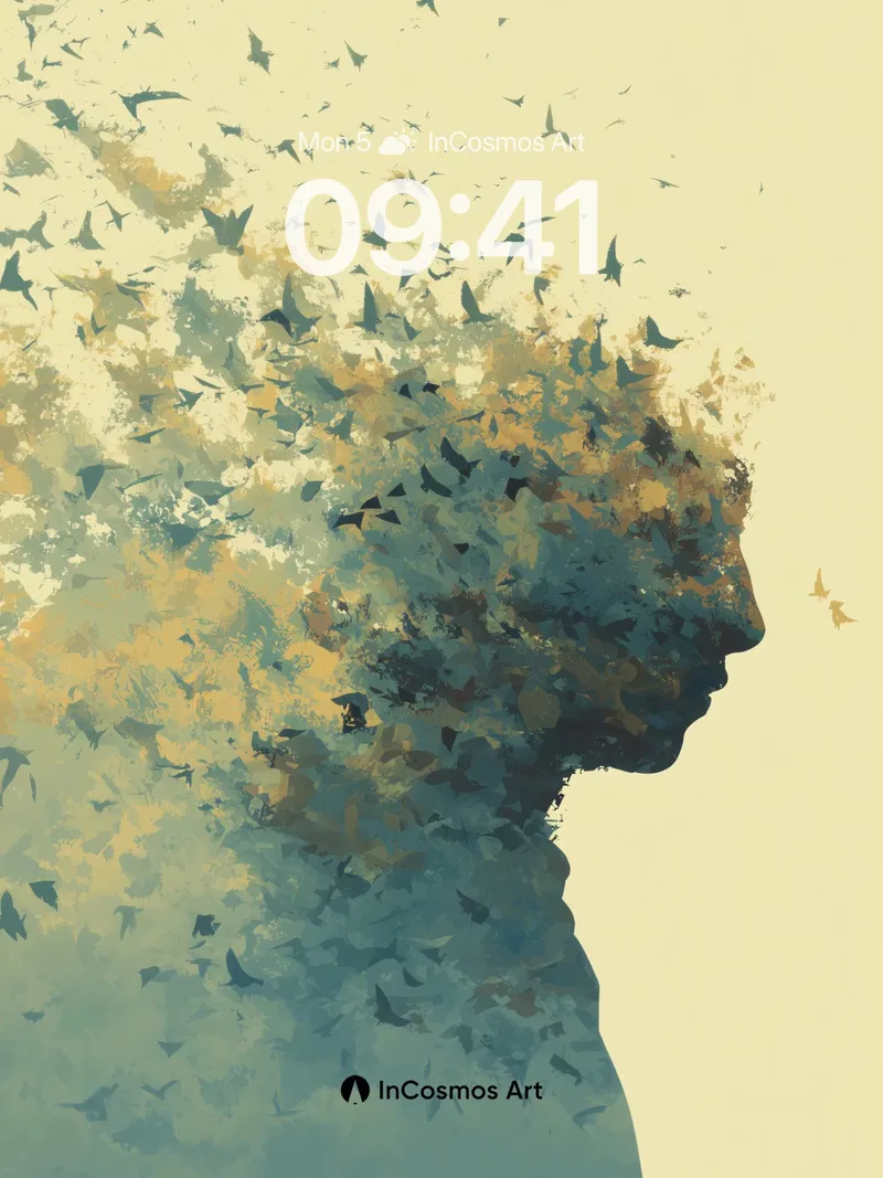 Surreal Birdstorm Wallpaper with Dissolving Form