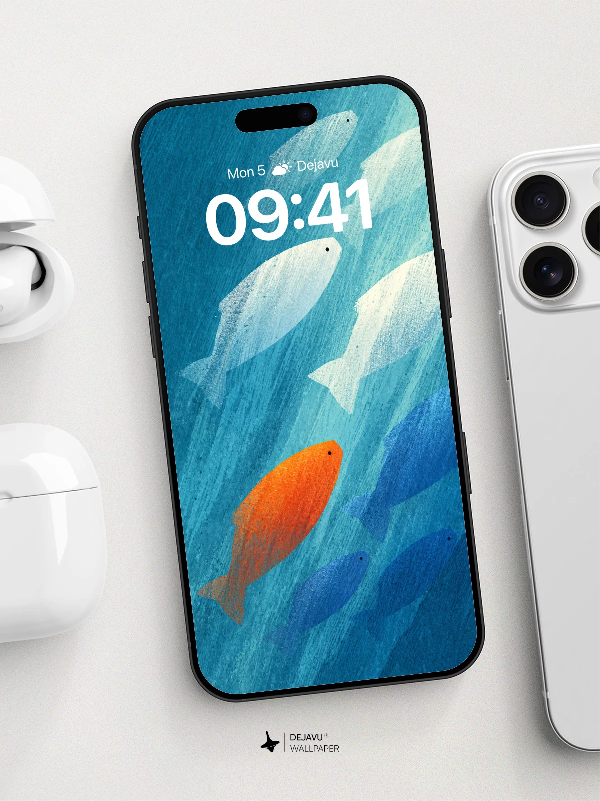 Abstract Fish Swarm Wallpaper 8K for iPhone and Android