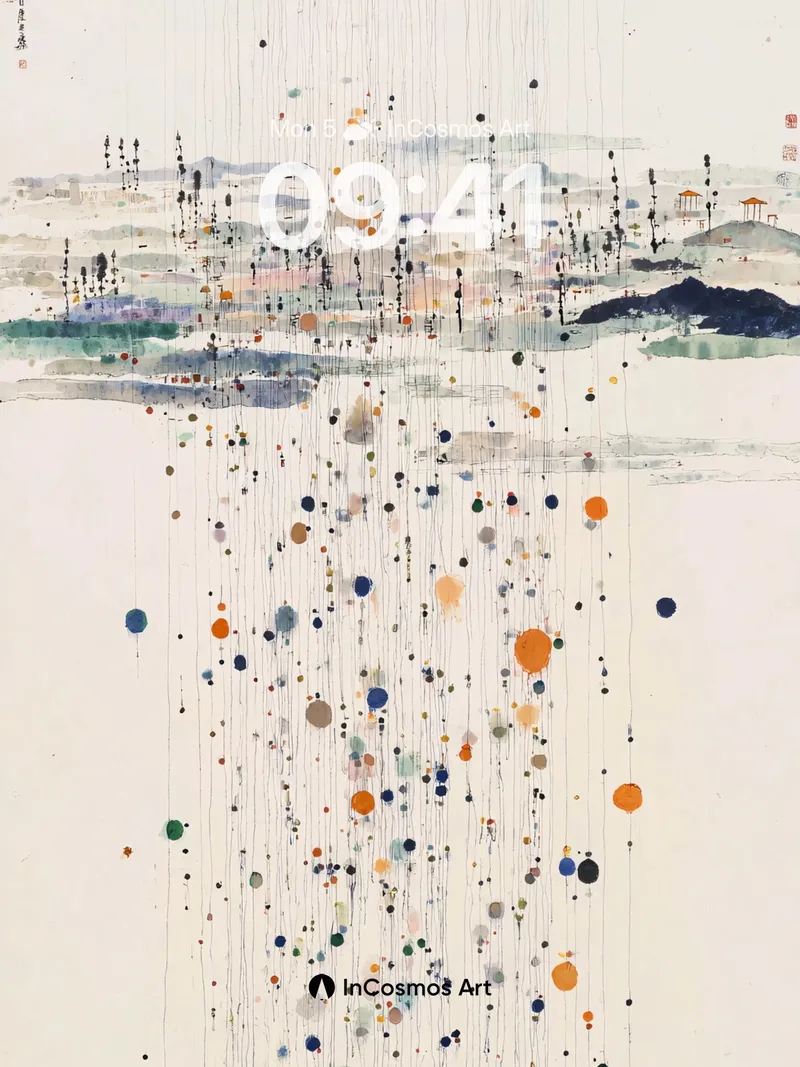 Serene Rainfall Wallpaper with Abstract Dots