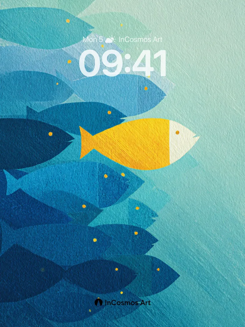 Serenity Swim Wallpaper with Golden Outlier