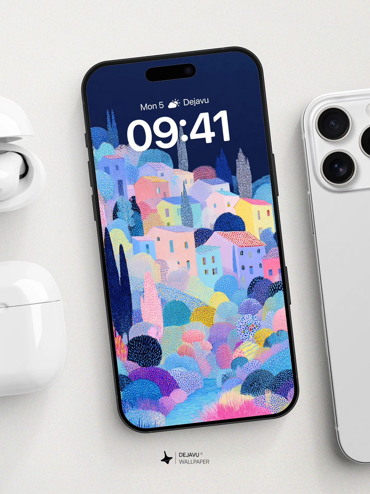 Whimsical Hillside Village 8K Wallpaper