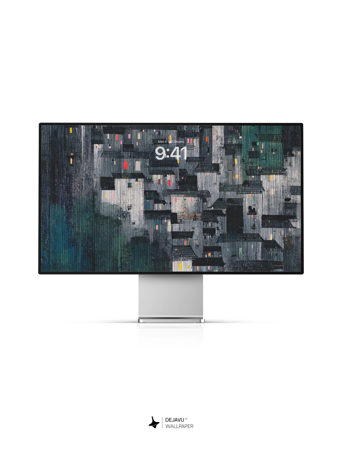 Wu Guanzhong Style Rainy Village 8K Wallpaper