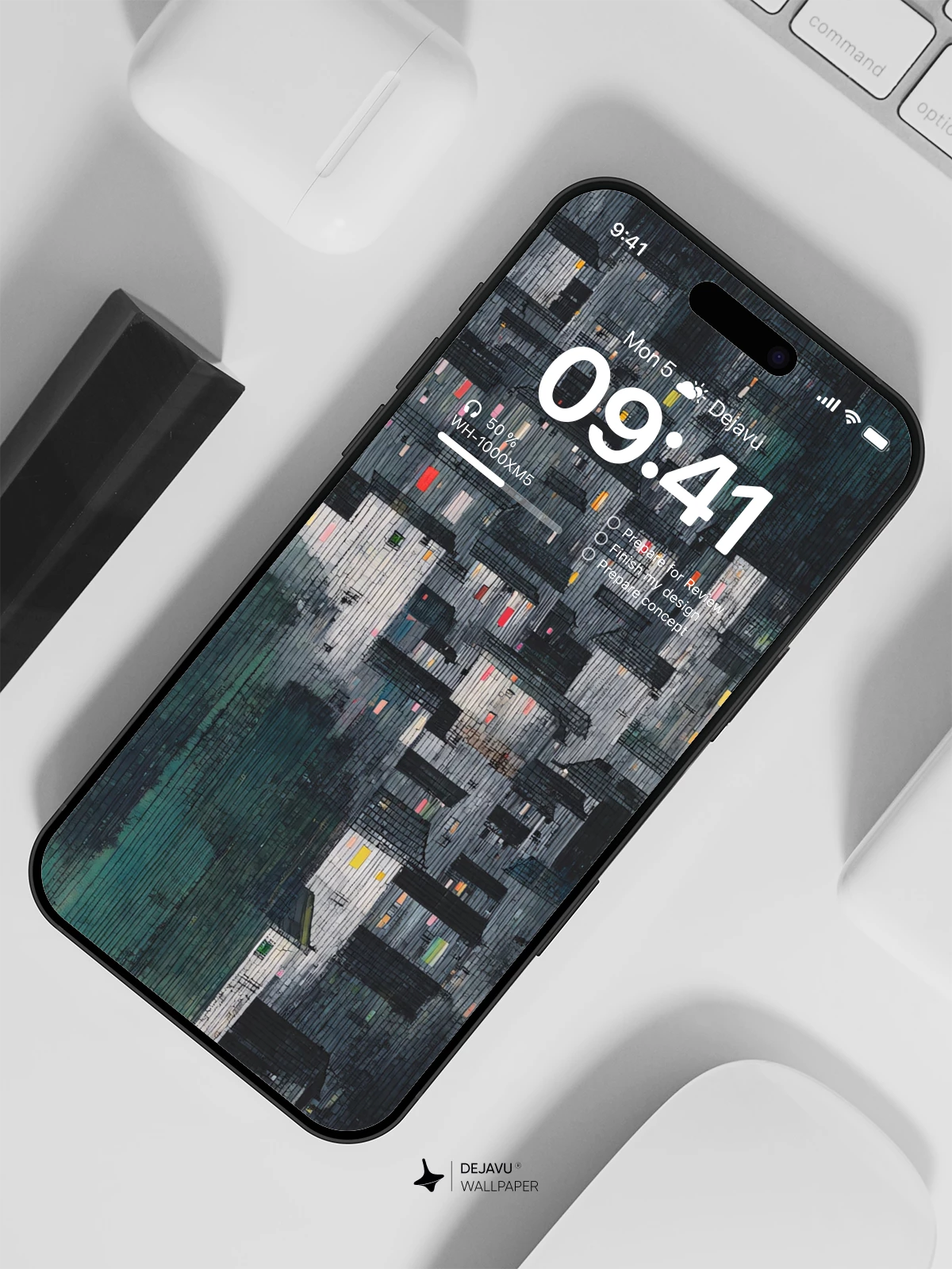 Wu Guanzhong Style Rainy Village 8K Wallpaper
