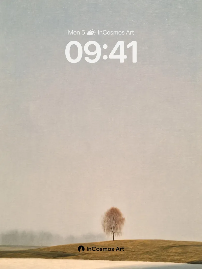 Solitary Tree Wallpaper in Misty Field