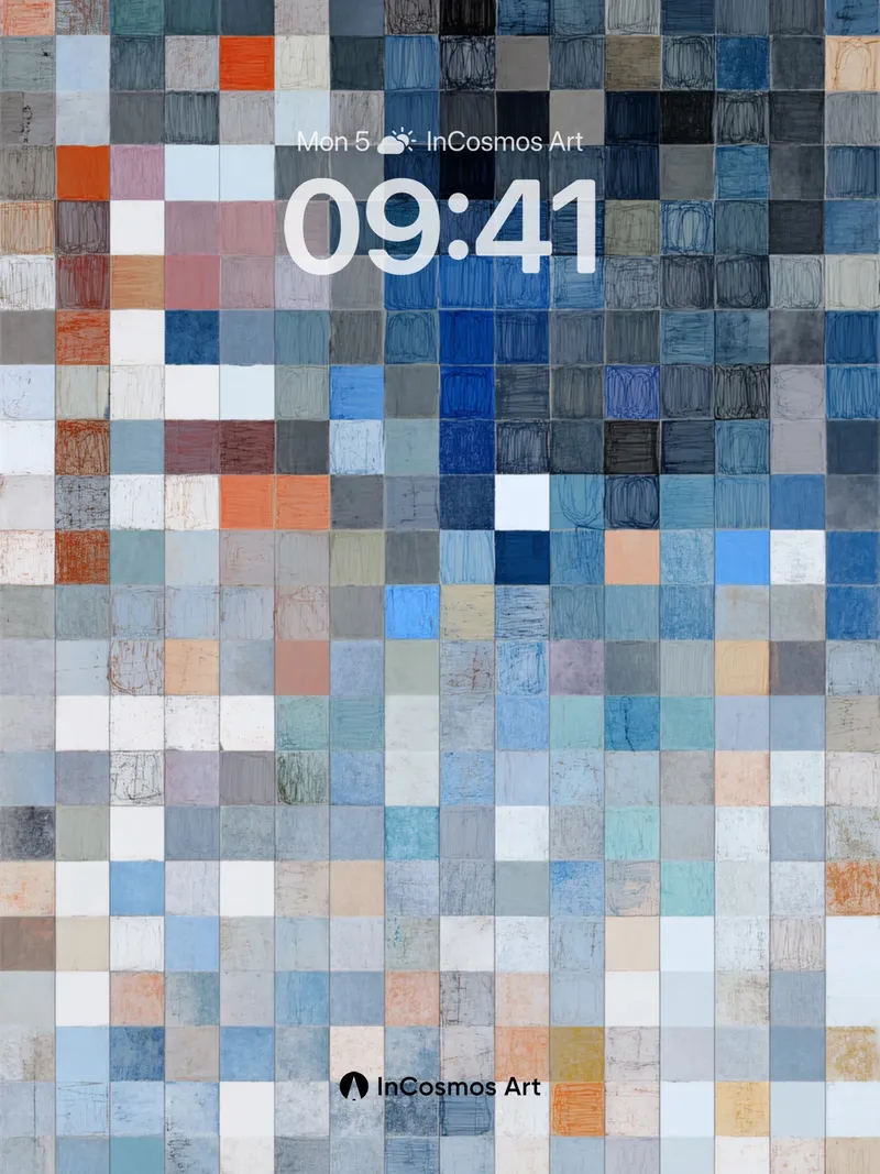 Quiet Grid Wallpaper in Hazy Blues