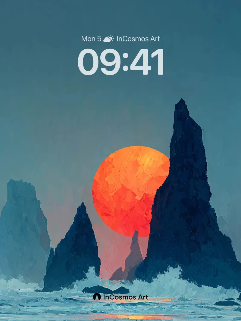 Solitary Sunset Ocean Wallpaper