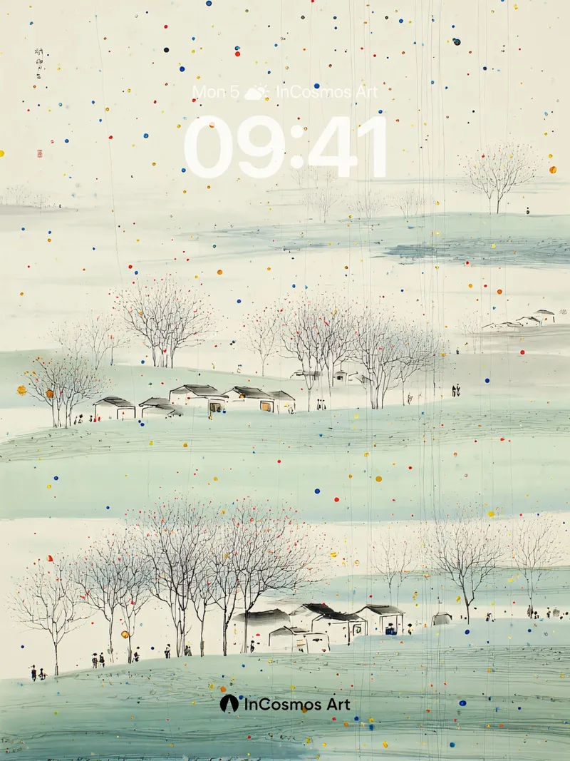 Serene Dotfall Wallpaper in Misty Green