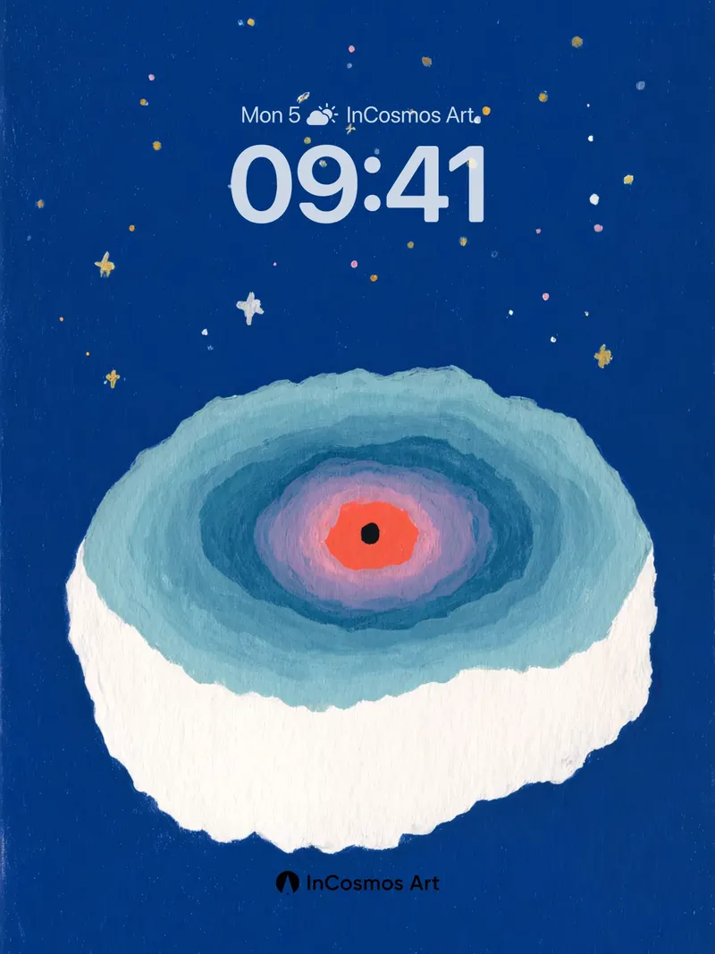 Deep Blue Nebula Wallpaper with Concentric Rings