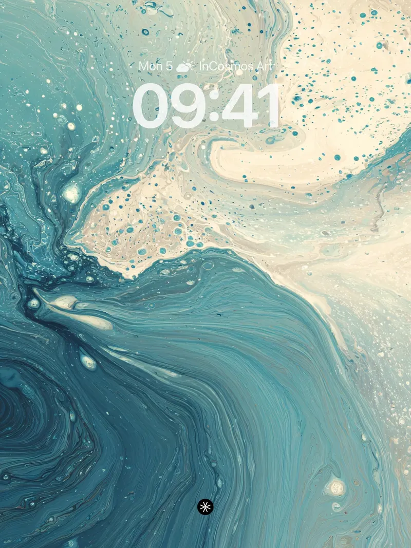 Fluid Serenity Wallpaper with Iridescent Swirls