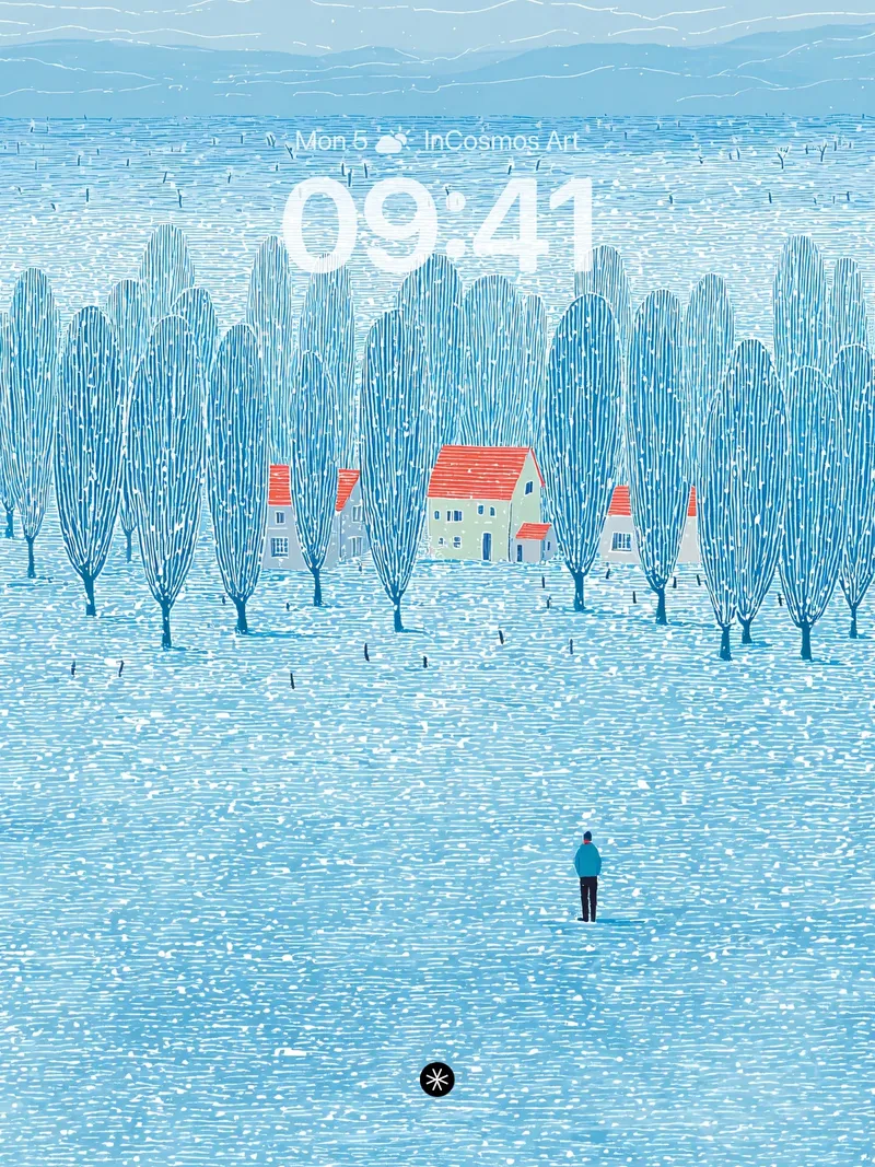 Serene Winter Village Wallpaper