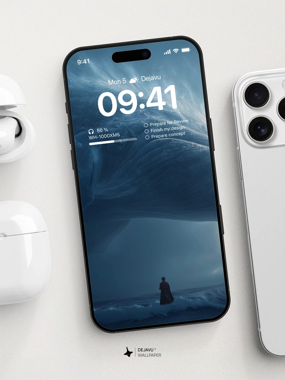 Whale in the Sky Fantasy Wallpaper 8K