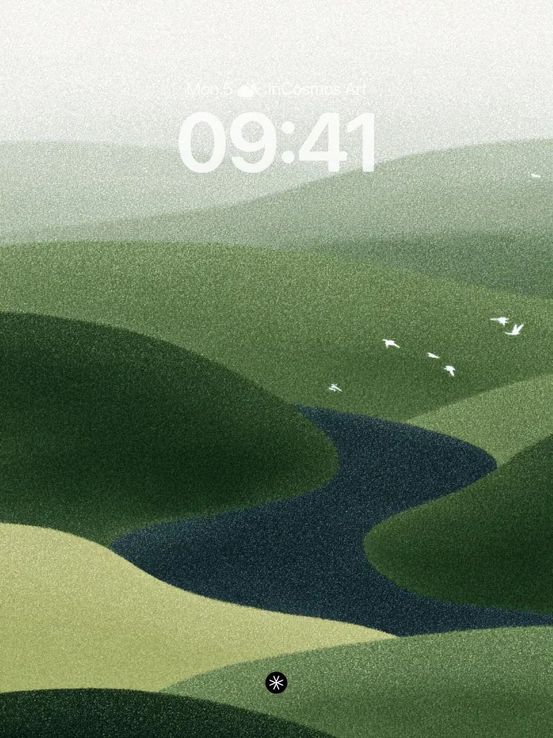 Serene River Wallpaper in Misty Hills