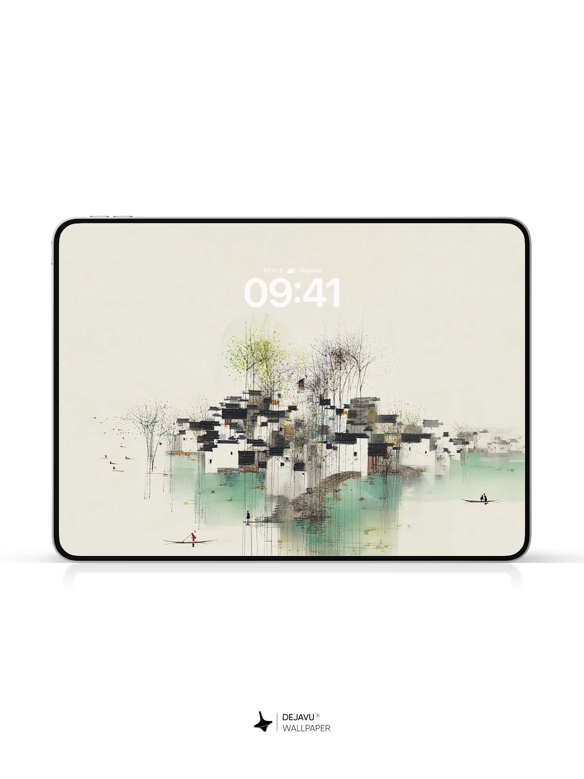 Wu Guanzhong Style Chinese Village 8K Wallpaper
