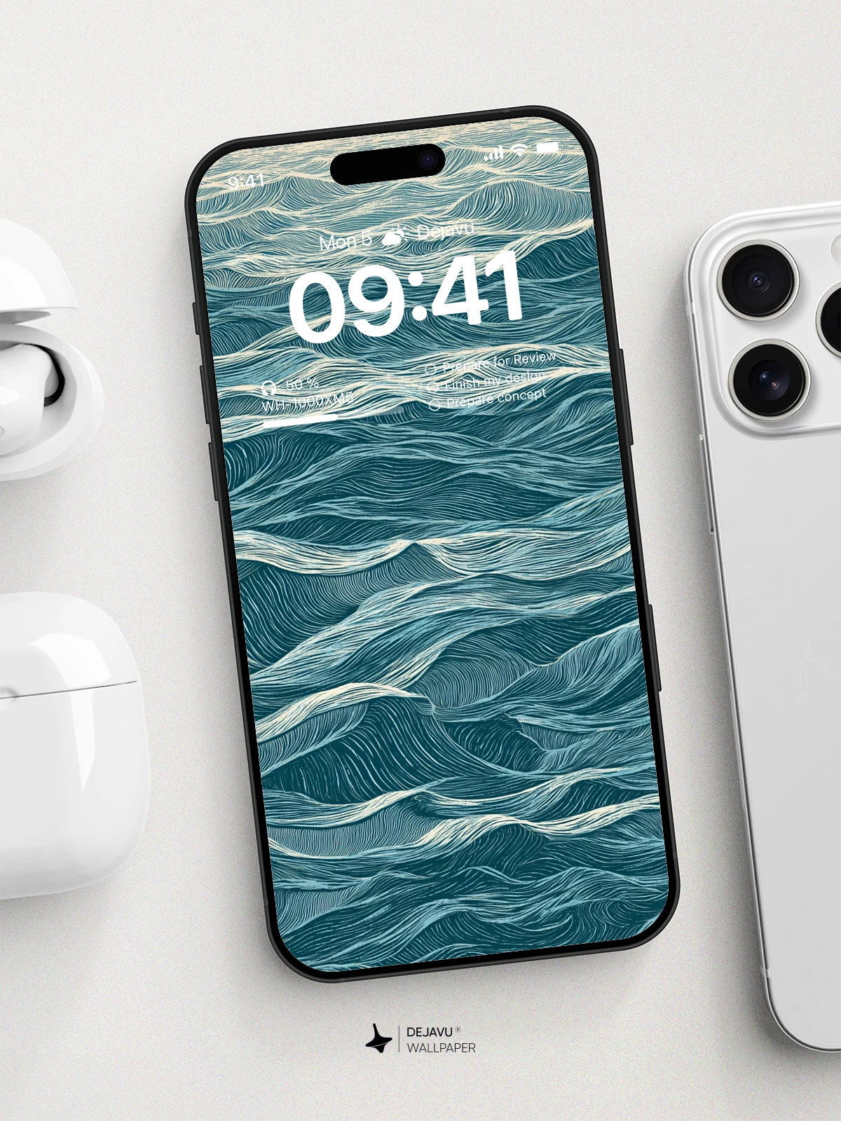 Wavy Line Art Ocean Wallpaper 8K