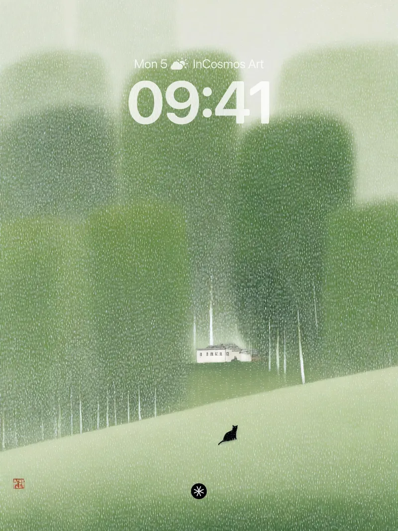 Solitary Mist Wallpaper with Fading Hills