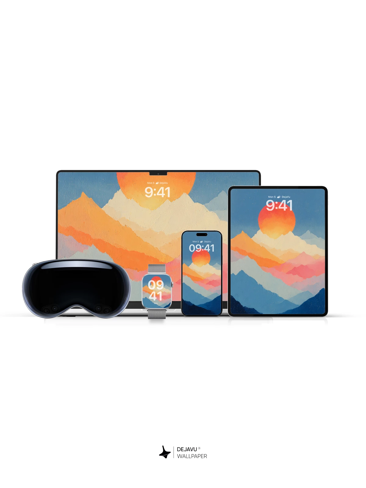 Sunset Gradient Mountain Landscape Wallpaper 8K