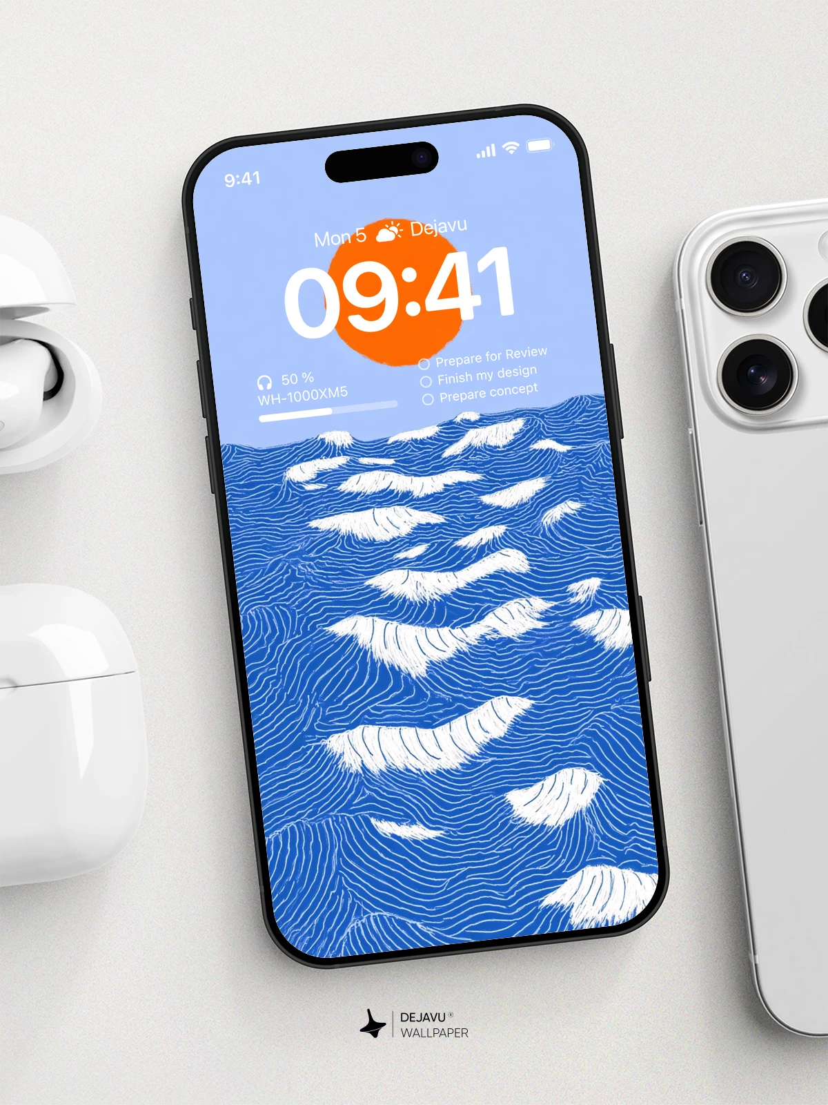 Wavy Sea Sunset Wallpaper 8K