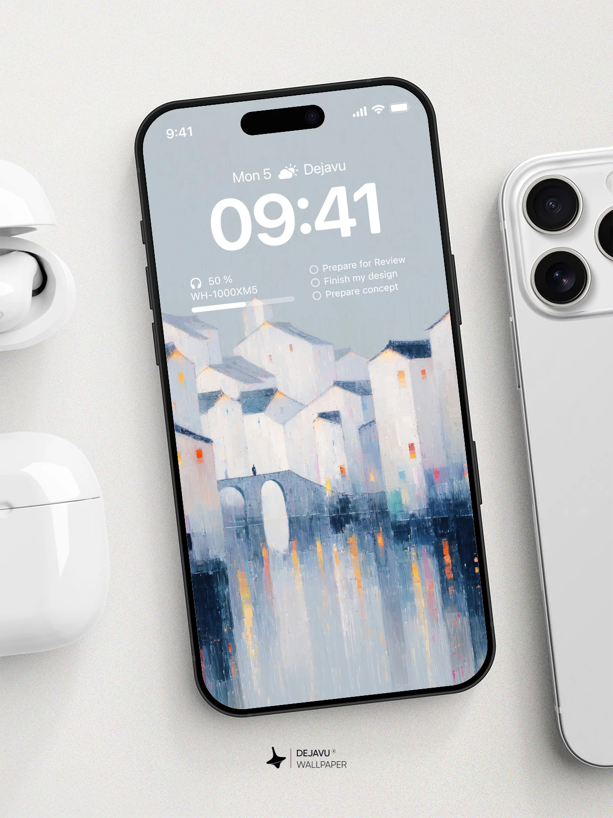 White Village Reflections Wallpaper 8K