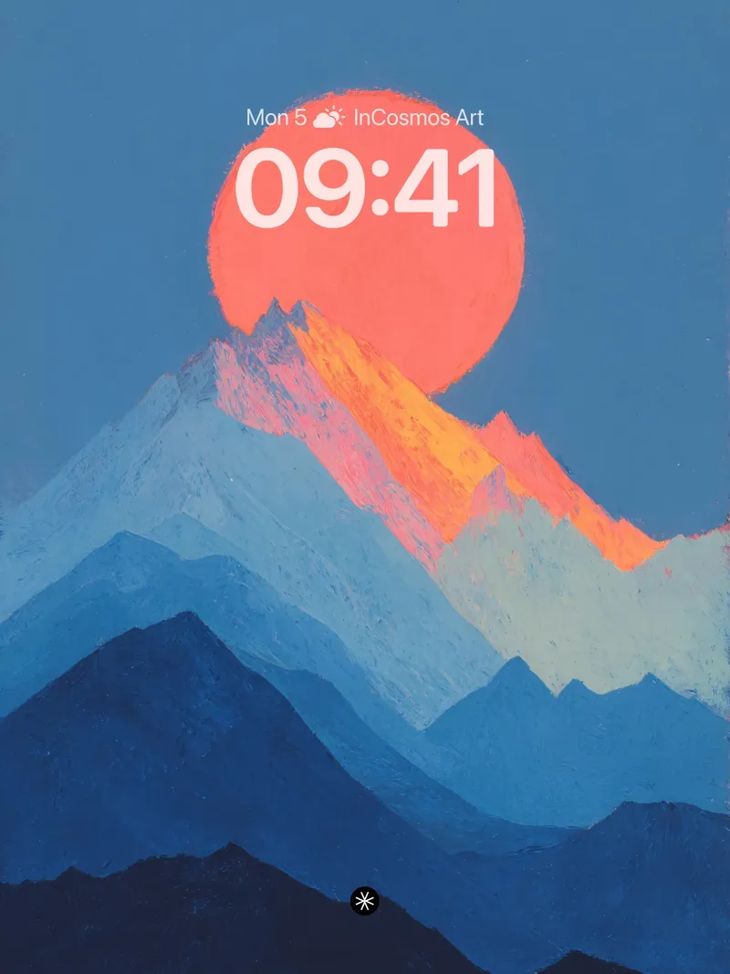 Serene Gradient Mountain Wallpaper with Amber Glow