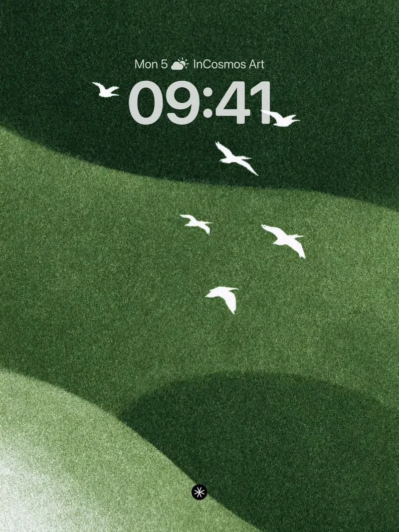 Moss Gradient Flight Wallpaper with Silent Wings