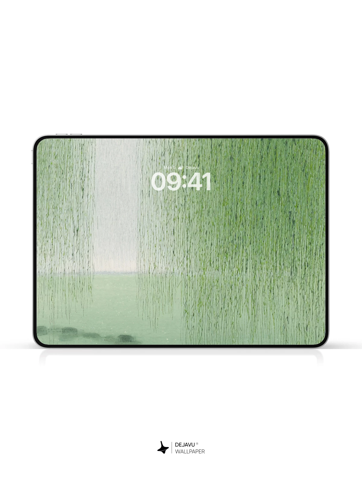 Misty Green Willow Pond 8K Wallpaper
