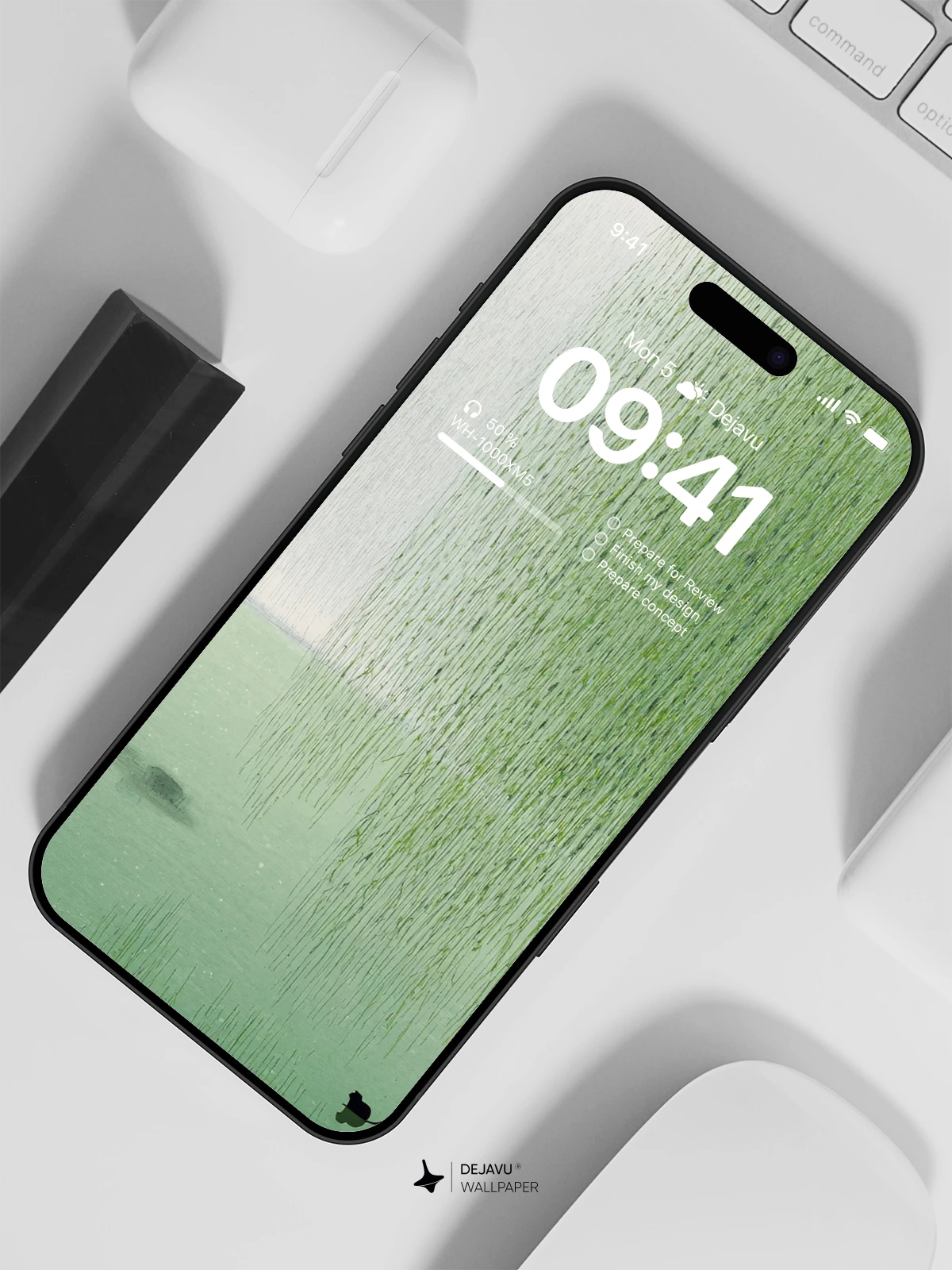 Misty Green Willow Pond 8K Wallpaper