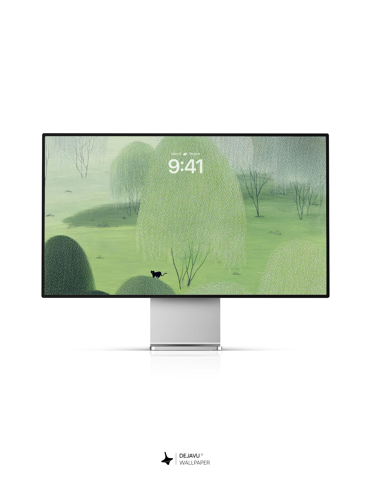 Foggy Forest with Black Cat 8K Wallpaper