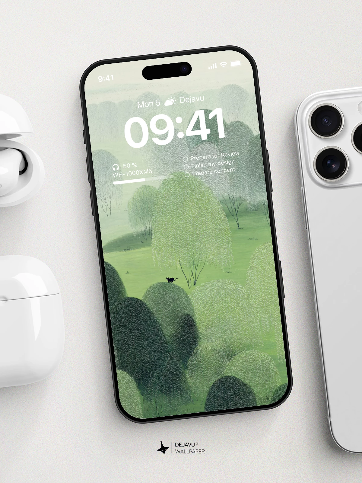 Foggy Forest with Black Cat 8K Wallpaper