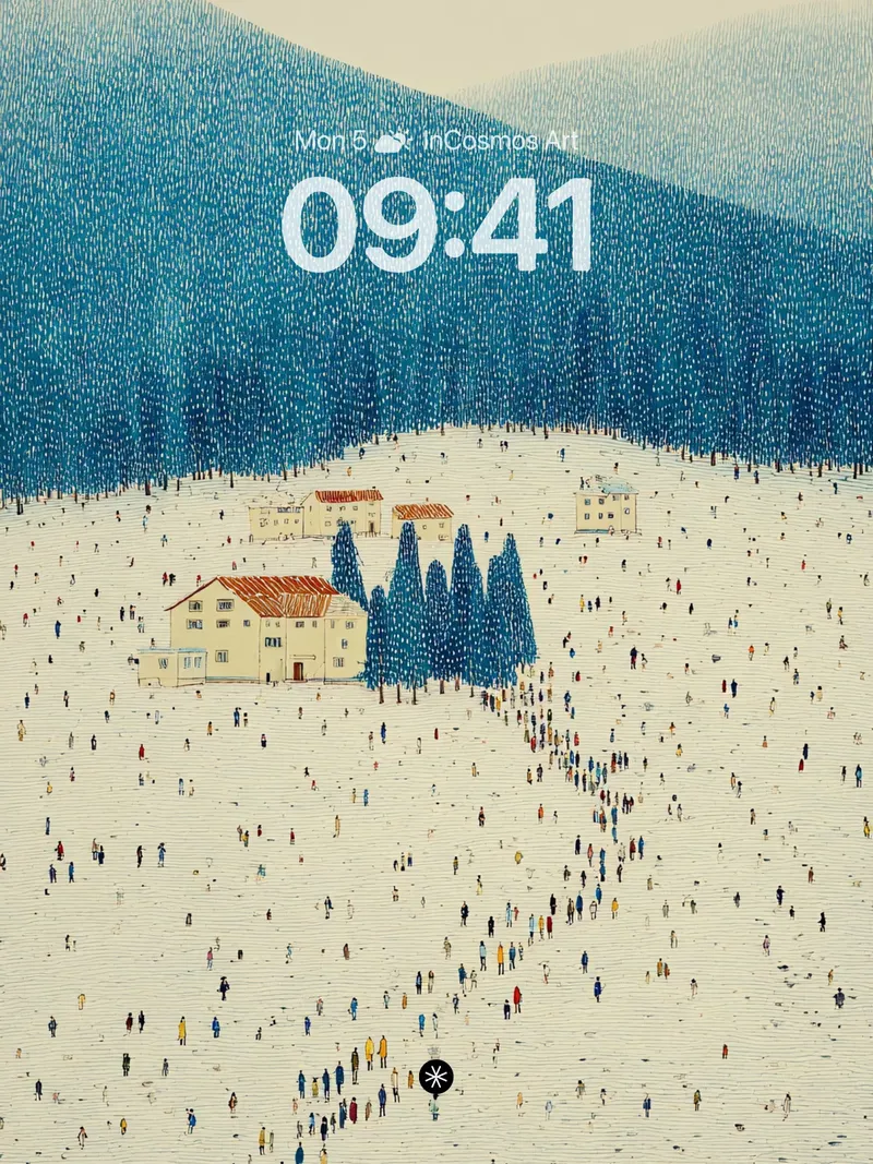 Serene Winter Village Escape Wallpaper