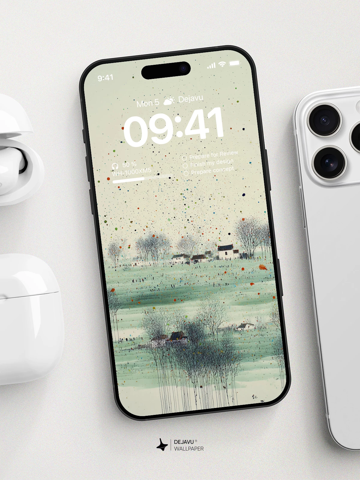 Whimsical 8K Wallpaper: Dreamy Landscape with Colorful Dots