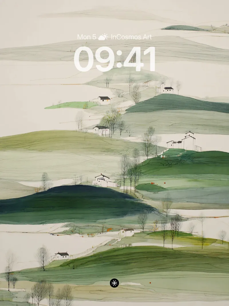 Serene Hillside Wallpaper with Whispering Greens