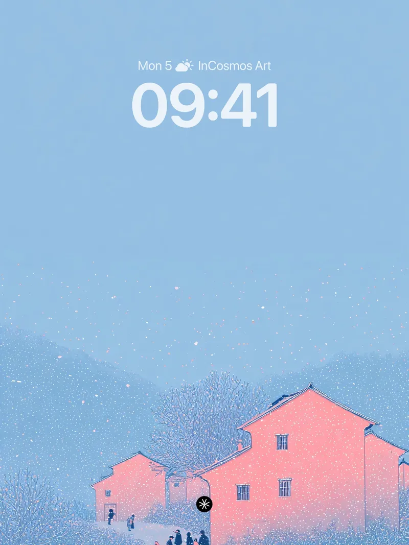 Winter Serenity Pink Cottage Wallpaper Background