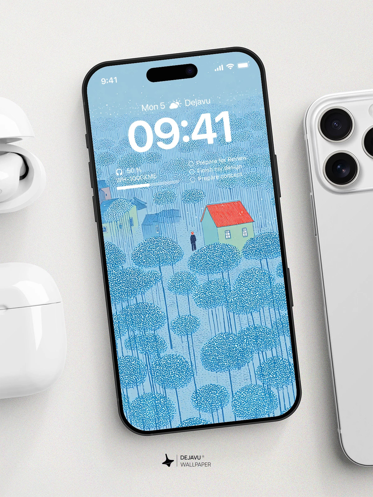 Winter Forest Village Wallpaper 8K for iPhone & Android