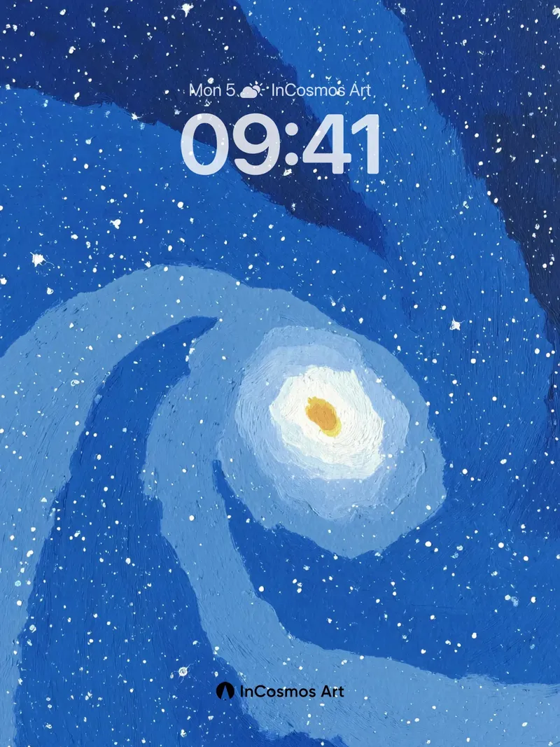 Deep Blue Spiral Galaxy Wallpaper with Starry Dust