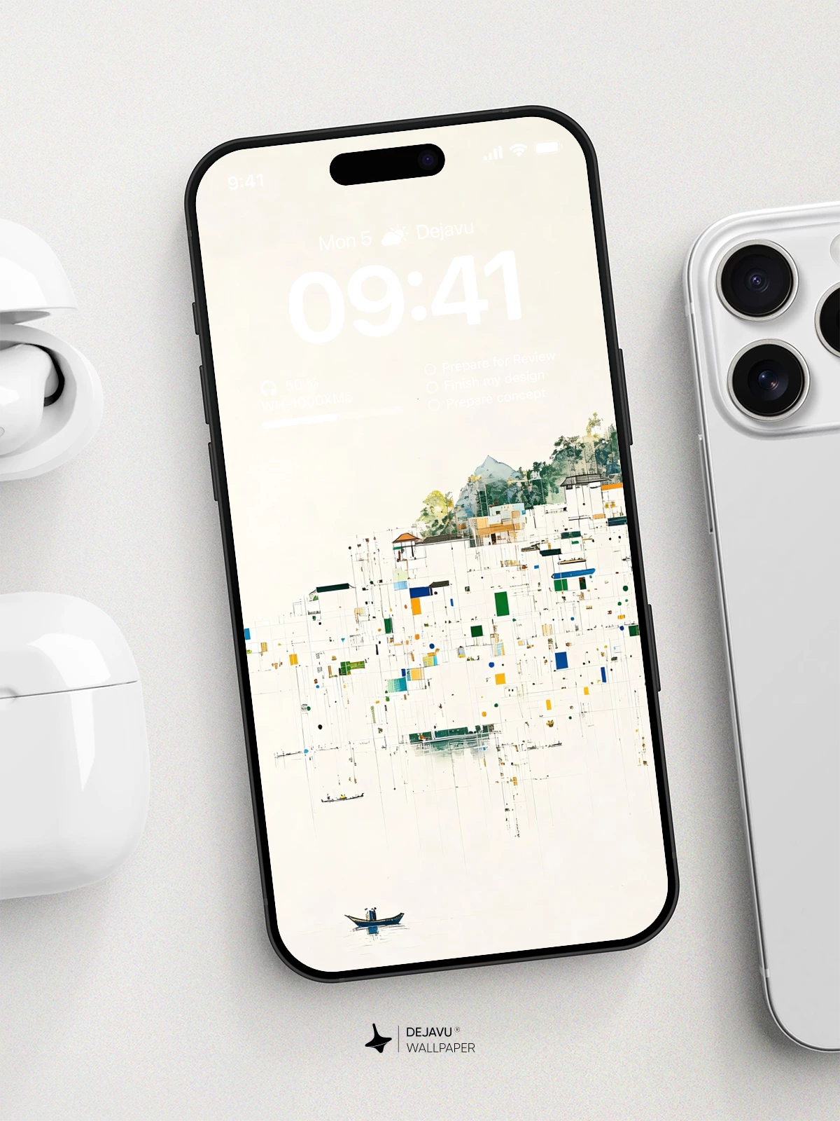 Wu Guanzhong Style Village Wallpaper 8K