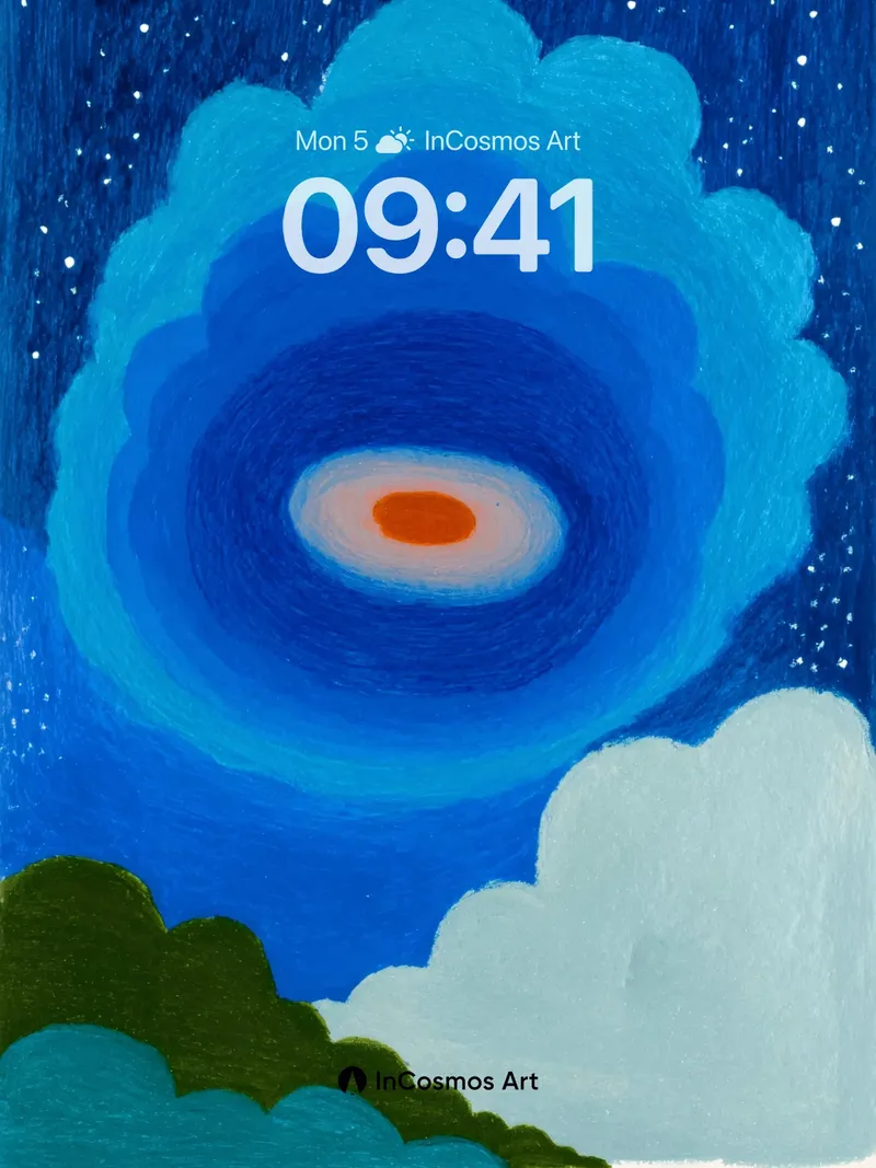 Midnight Bloom Wallpaper with Starry Halo
