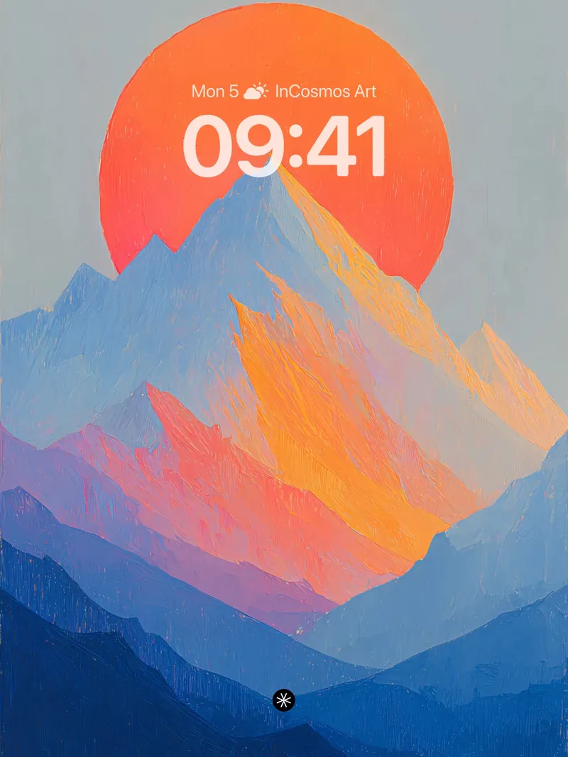 Amber Horizon Mountain Wallpaper with Gradient Silence