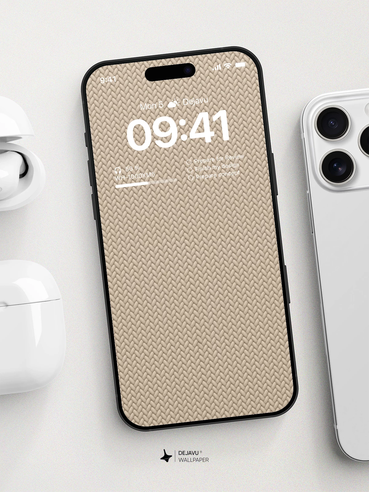 Woven Beige Wallpaper 8K | Neutral Phone Background