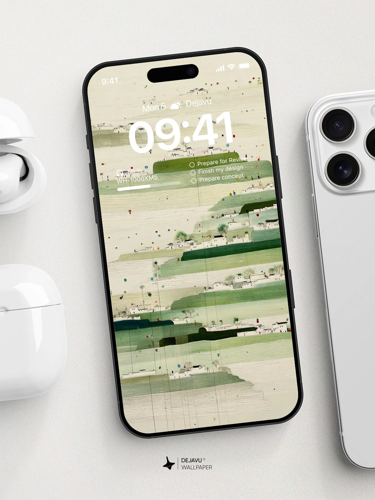 Terraced Village Landscape 8K Wallpaper for iPhone and Android