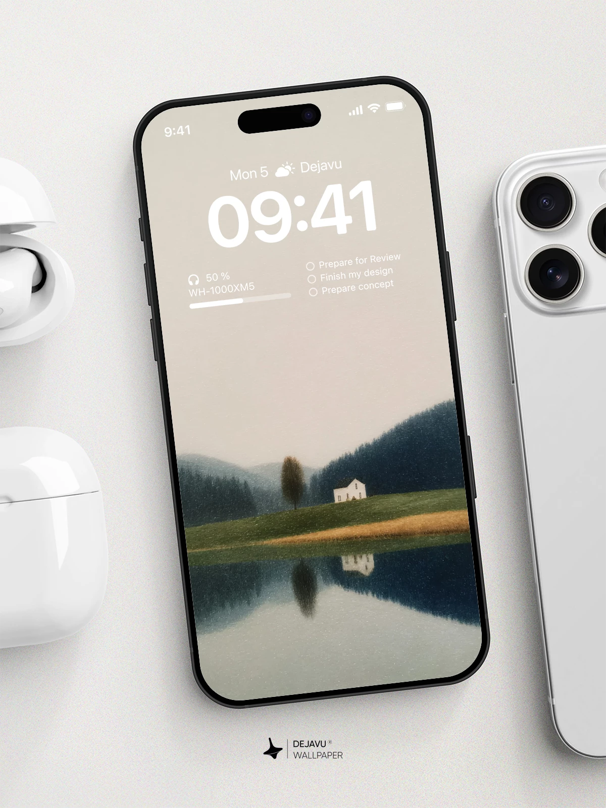 Misty Lake Reflection Wallpaper 8K for iPhone & Android