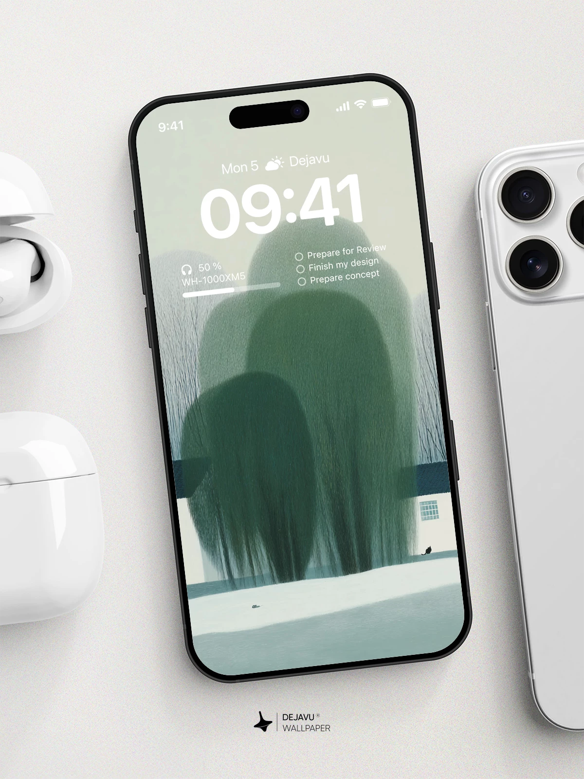 Quiet Trees and White Houses in 8K Wallpaper for iPhone and Android